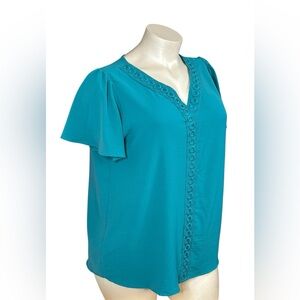 Teal Embroidered Blouse EUC